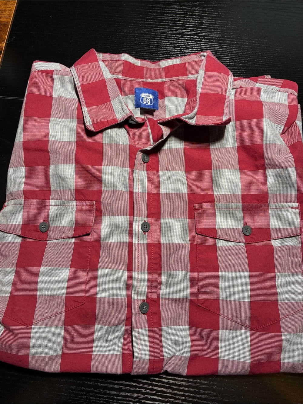 Route 66 Red Buffalo Check Button-Up Shirt short sleeve
